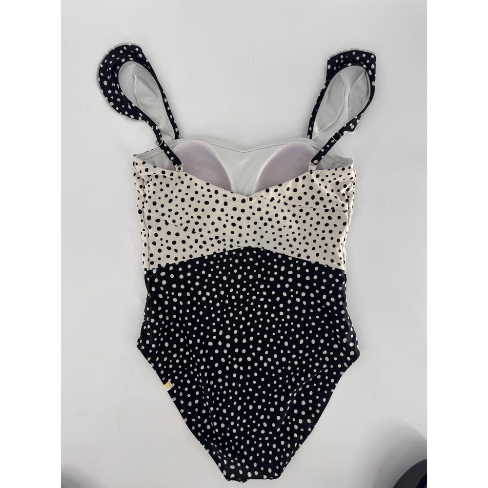 Summersalt Oasis One-Piece Swimsuit Women 6 Black White Ruffle Polka Dot - Picture 9 of 12